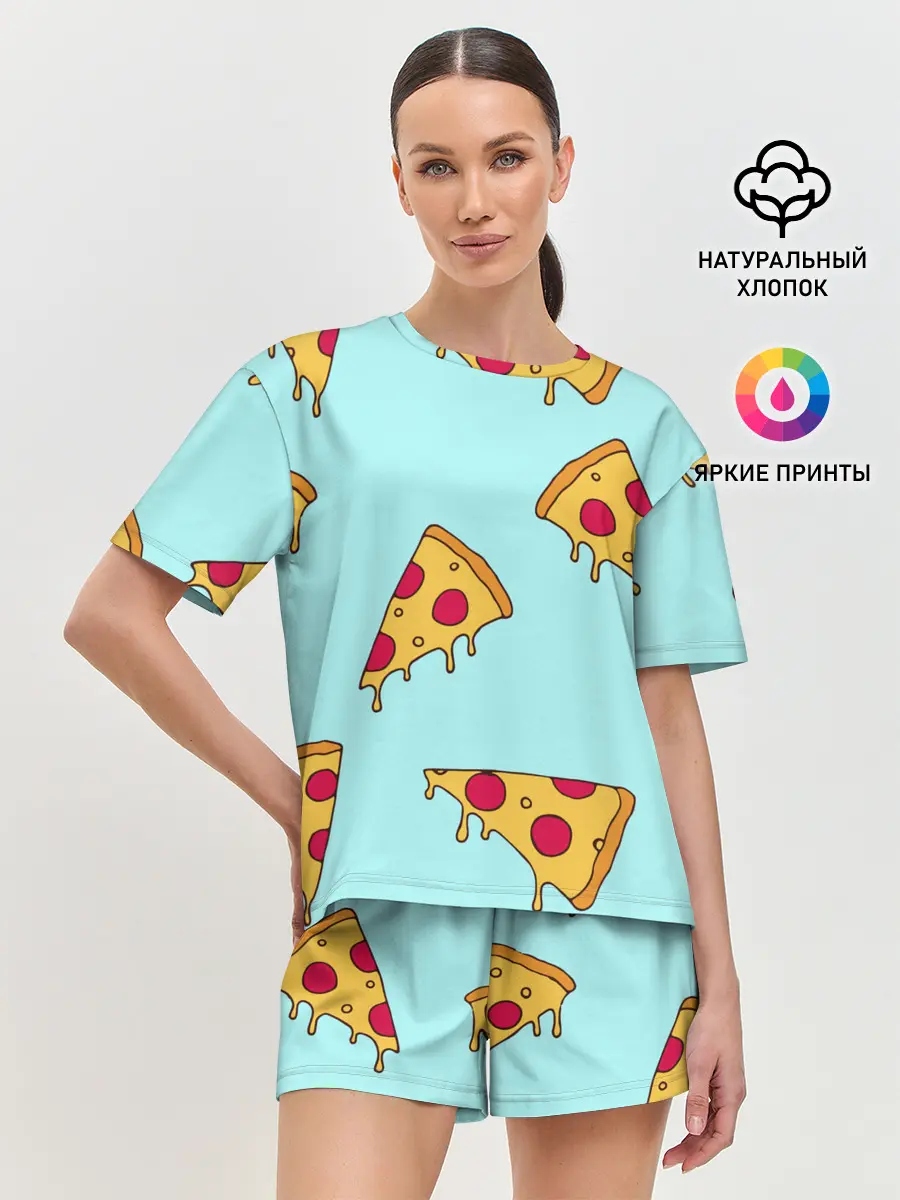 Женская пижама с шортами / Ароматная пицца