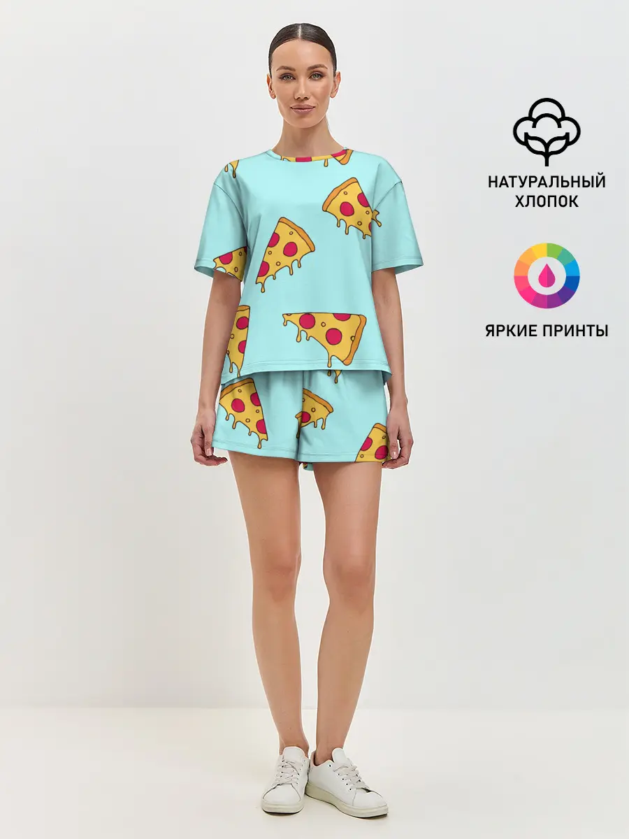 Женская пижама с шортами / Ароматная пицца