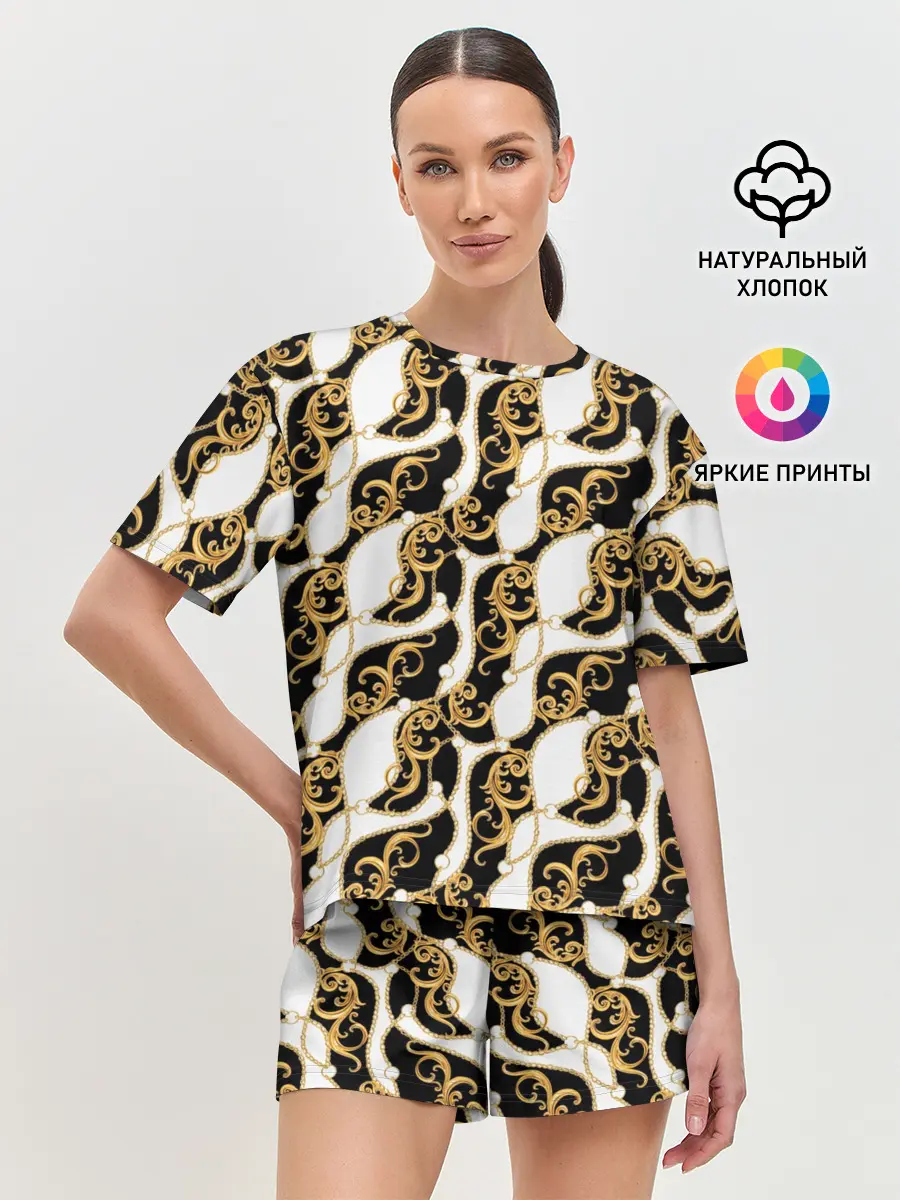 Женская пижама с шортами / Волновая вьюга
