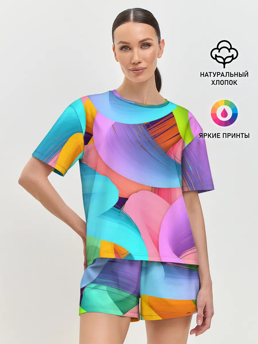Женская пижама с шортами / абстракция