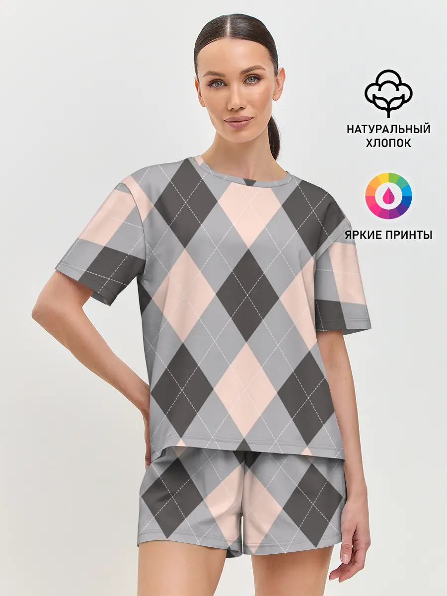 Женская пижама с шортами / Шотландка | Tartan