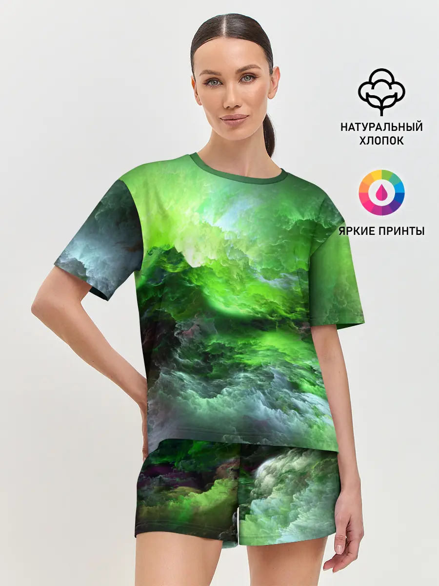 Женская пижама с шортами / GREEN SPACE | ЗЕЛЁНЫЙ КОСМОС