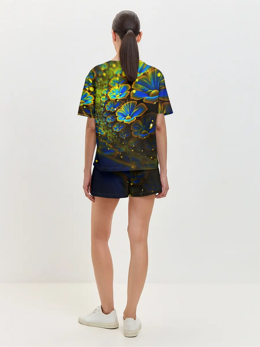 Женская пижама с шортами / Ночные Цветочки