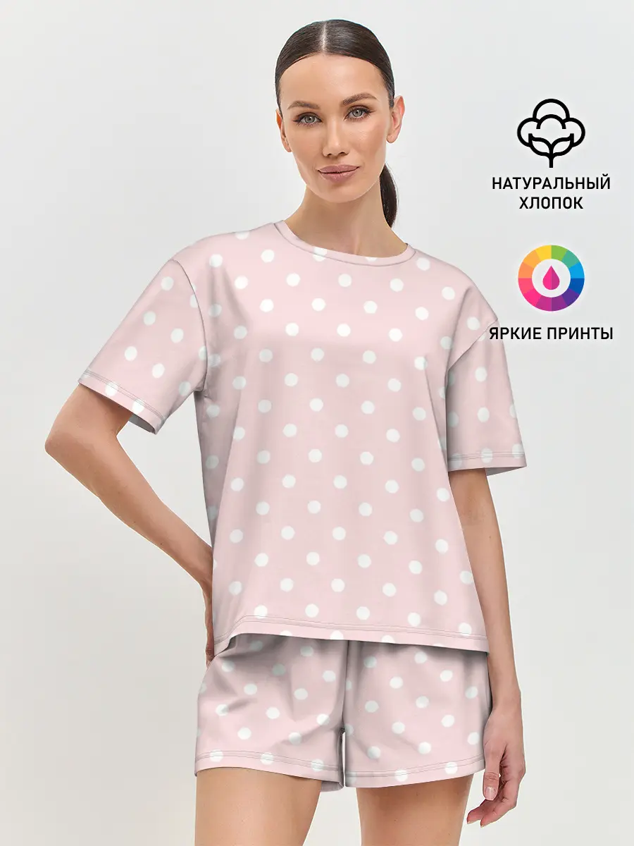 Женская пижама с шортами / мелкий горох