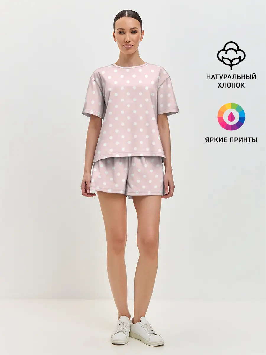 Женская пижама с шортами / мелкий горох