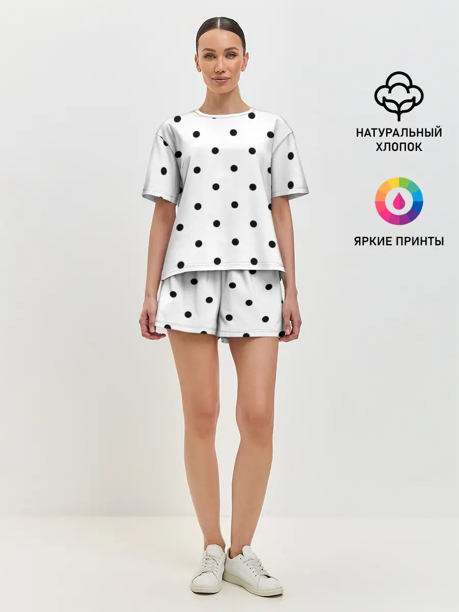 Женская пижама с шортами / горошек