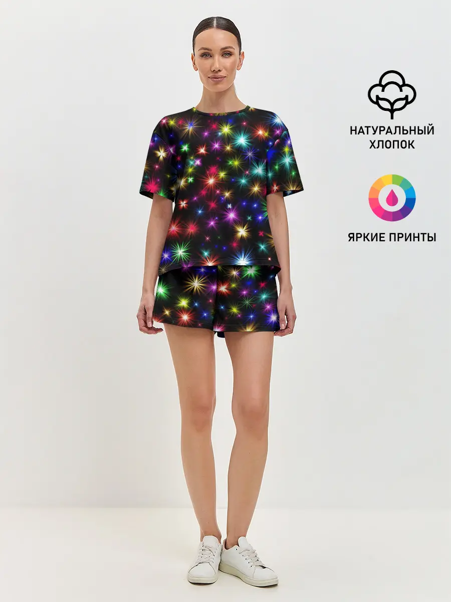 Женская пижама с шортами / Яркие звезды