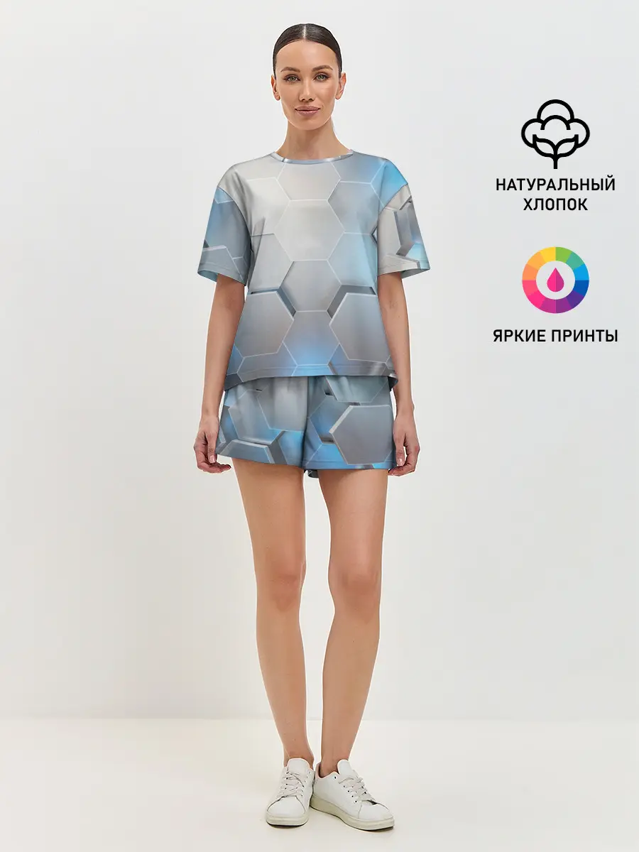 Женская пижама с шортами / 3D соты