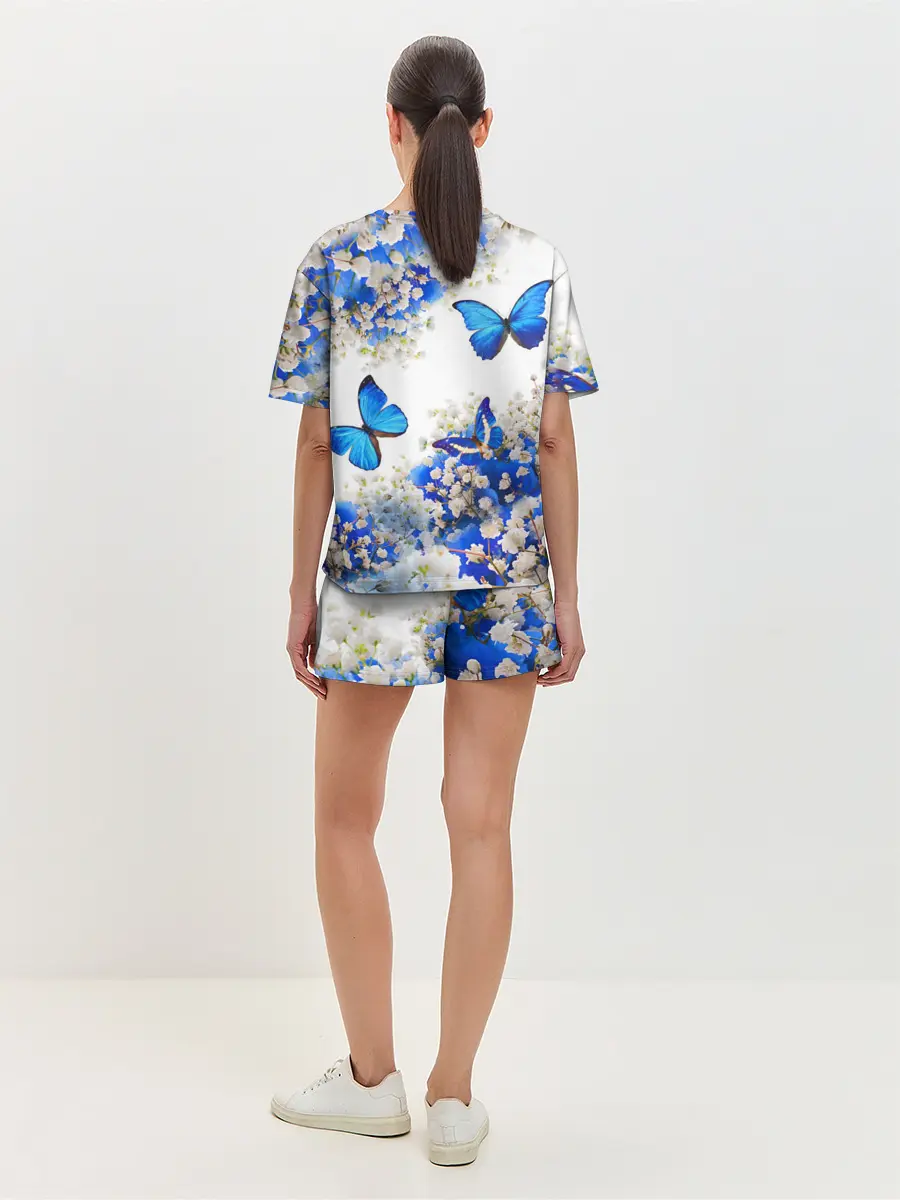 Женская пижама с шортами / Butterfly | Blue White