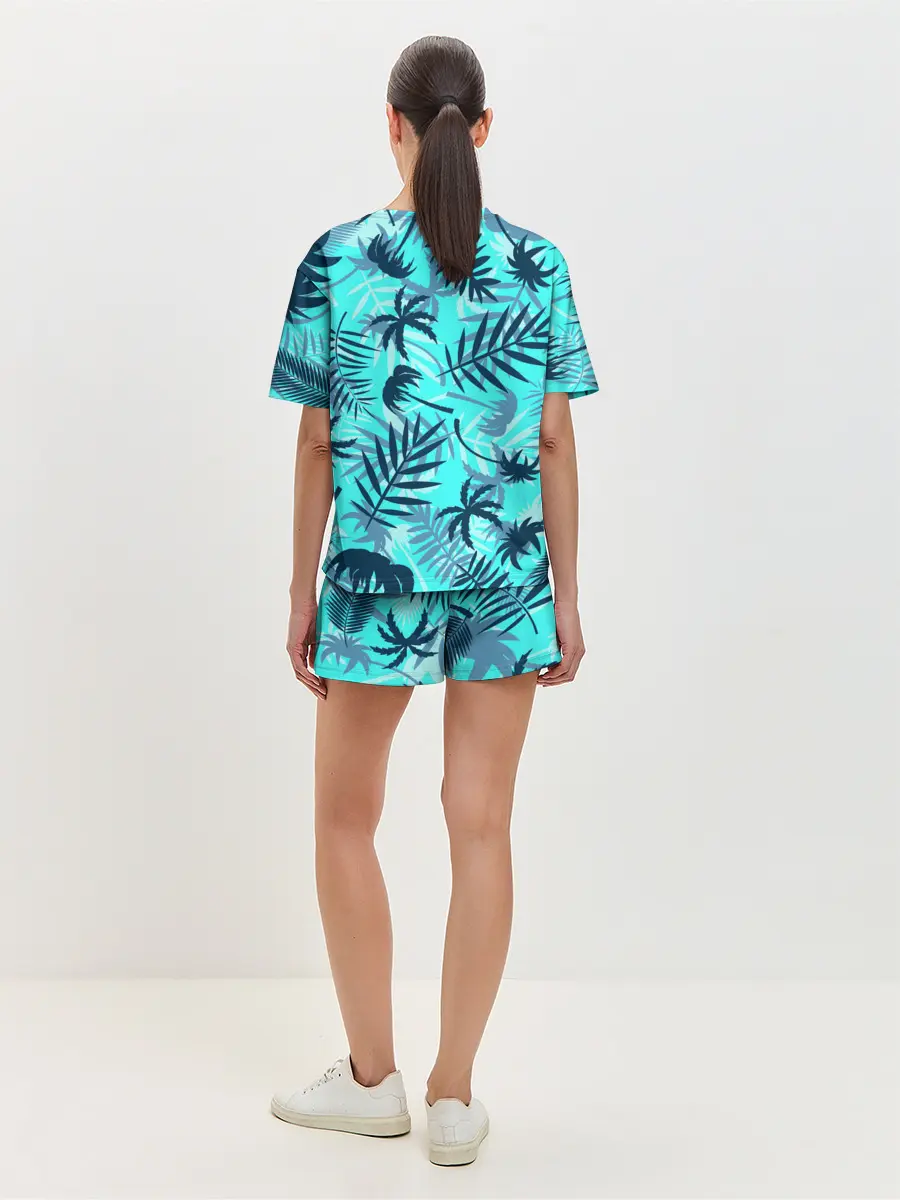 Женская пижама с шортами / ТРОПИЧЕСКИЕ ПАЛЬМЫ.