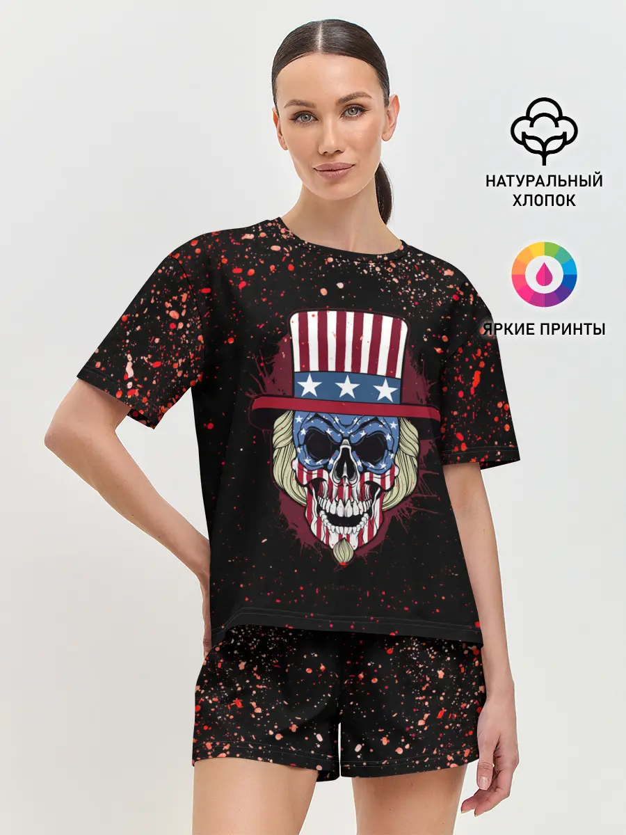 Женская пижама с шортами / Американский череп | American Skull