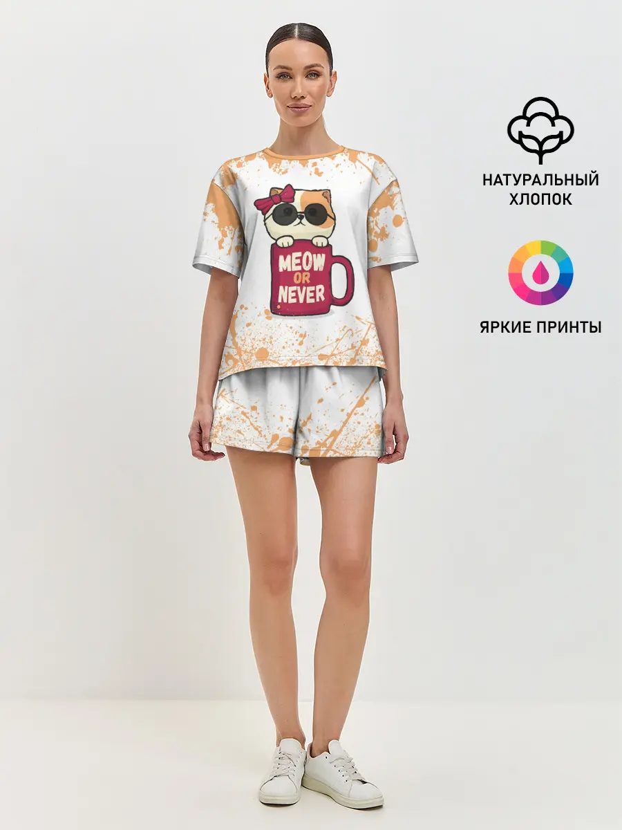 Женская пижама с шортами / МИЛЫЙ КОТЕНОК | CUTE KITTEN