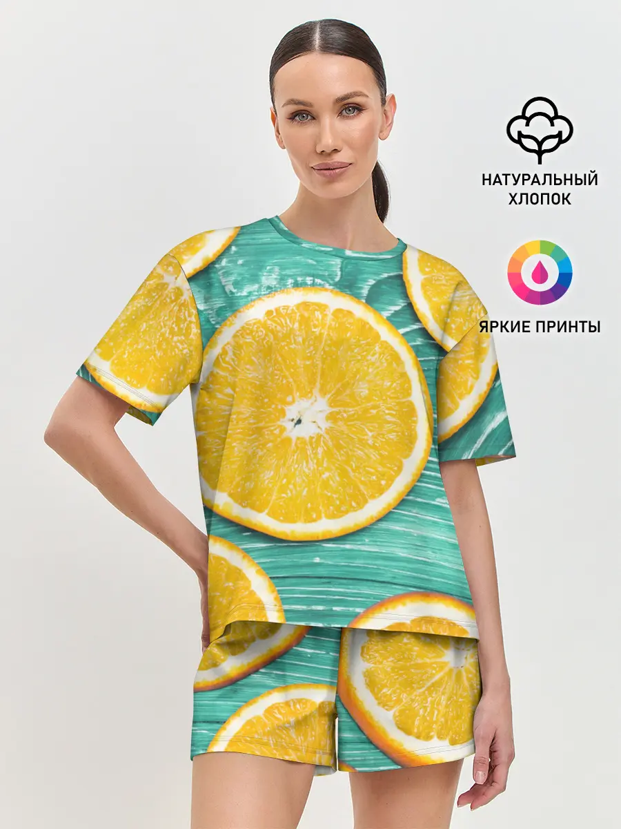 Женская пижама с шортами / Апельсины