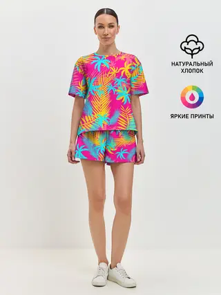 Женская пижама с шортами / НЕОНОВЫЕ ПАЛЬМЫ / НЕОН / NEON