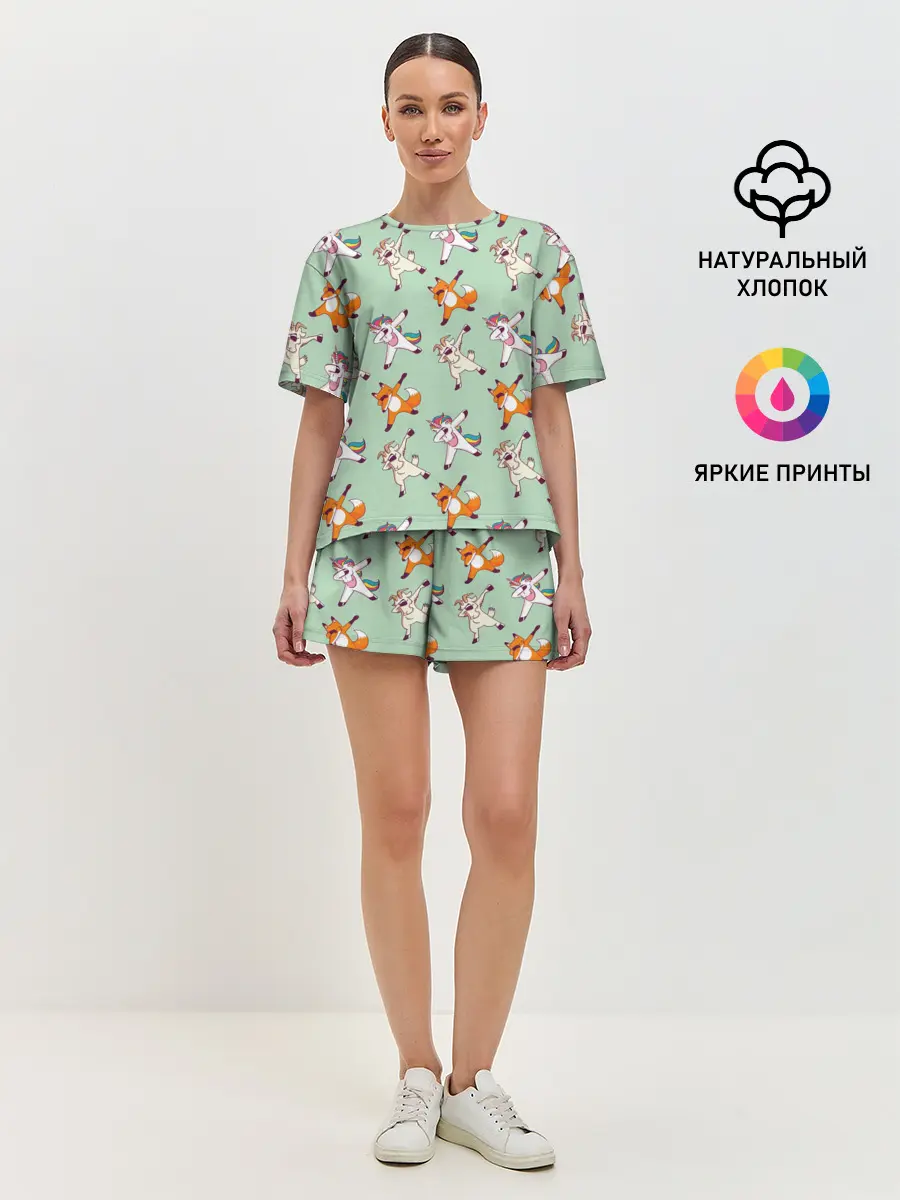 Женская пижама с шортами / Dabbing Animals