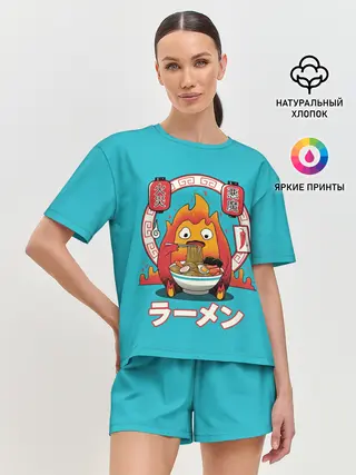 Женская пижама с шортами / Calcifer & ramen