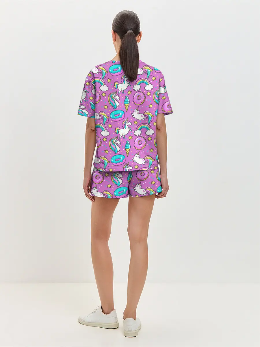 Женская пижама с шортами / Pink unicorn