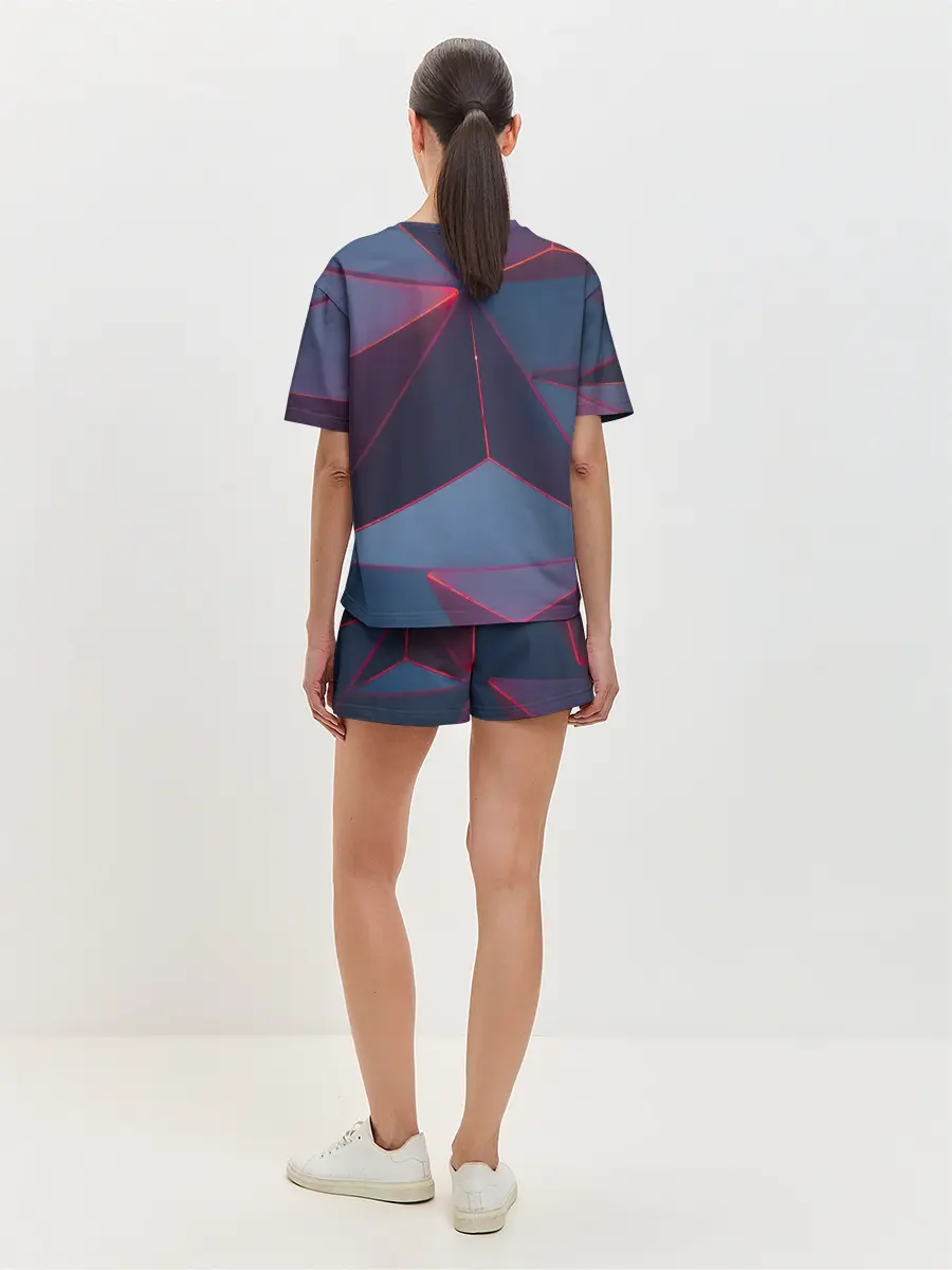 Женская пижама с шортами / Неоновый треугольник.