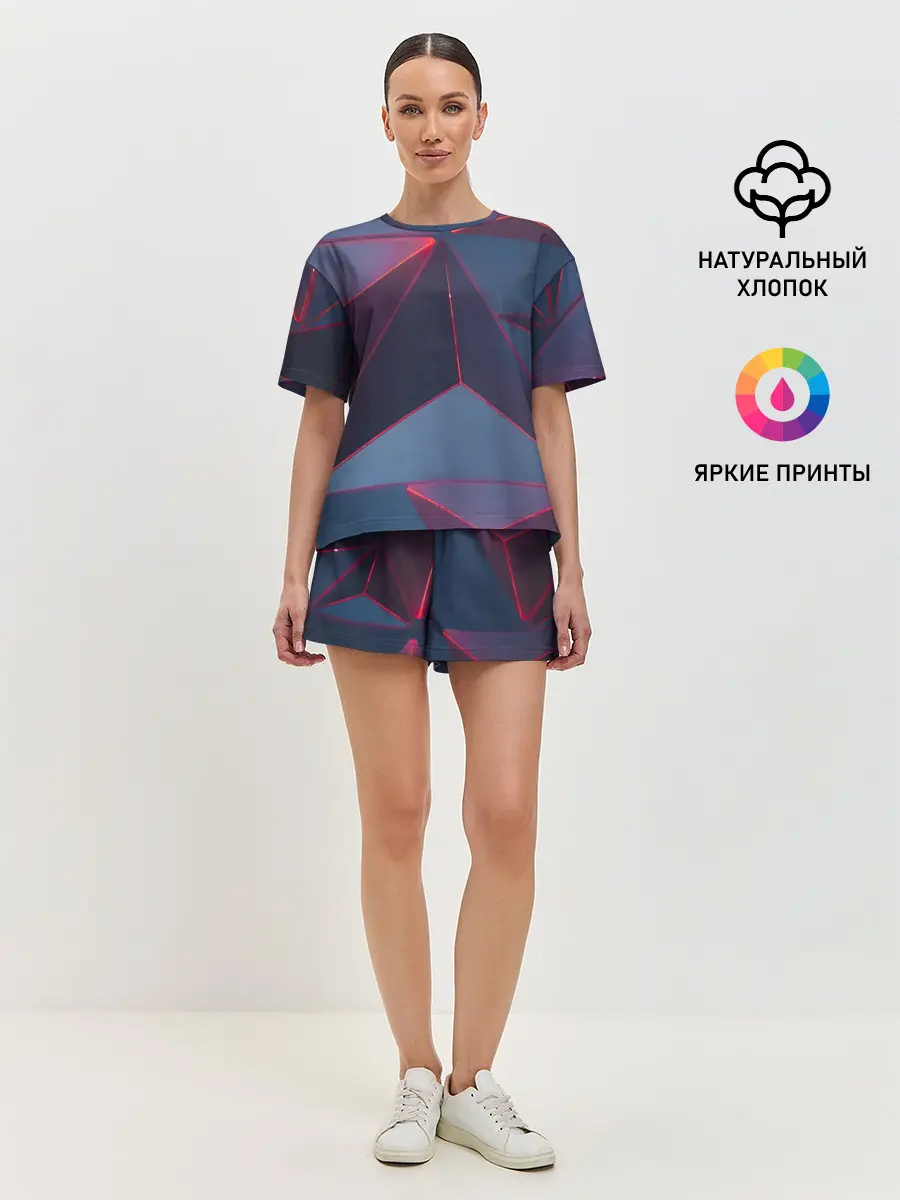 Женская пижама с шортами / Неоновый треугольник.