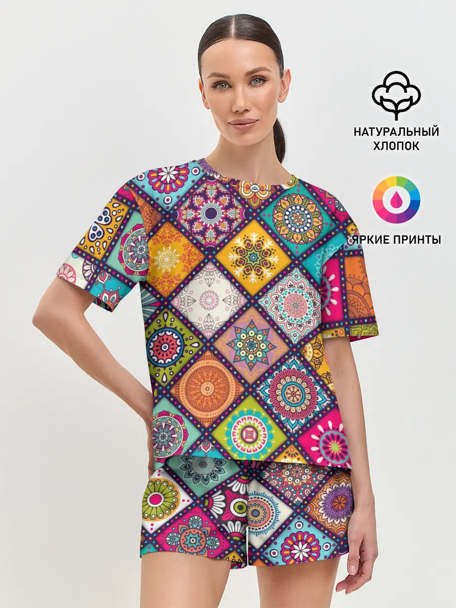 Женская пижама с шортами / Узоры мандалы