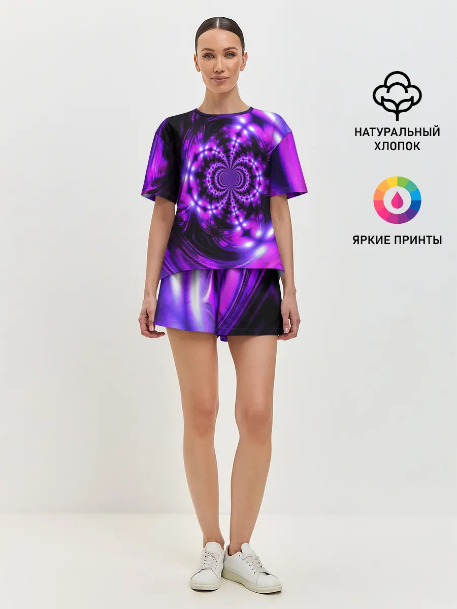 Женская пижама с шортами / НЕОНОВЫЙ ФРАКТАЛ