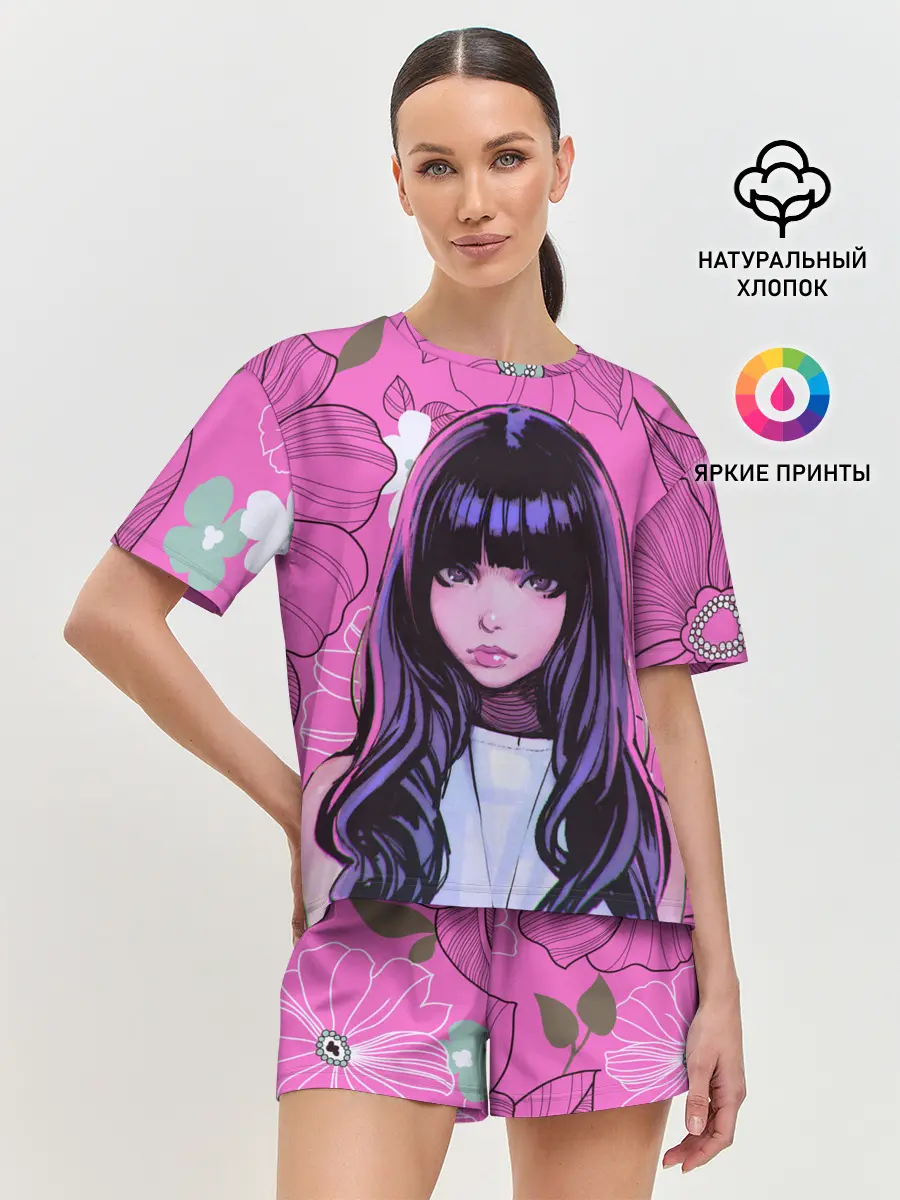 Женская пижама с шортами / Аниме Цветочная Тян