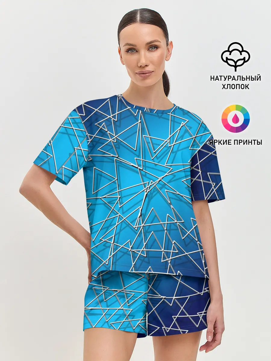 Женская пижама с шортами / Треугольники