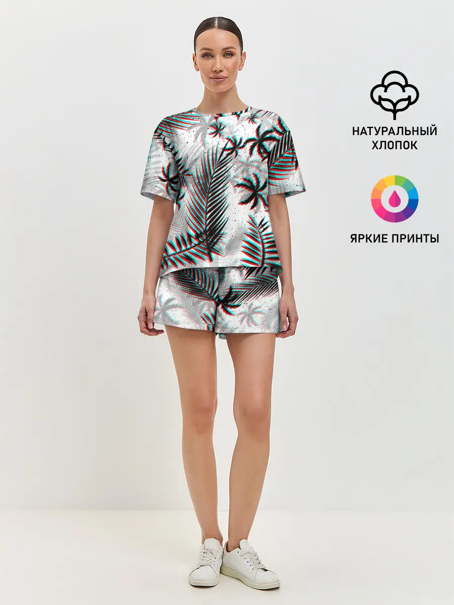 Женская пижама с шортами / ПАЛЬМЫ | TROPICAL GLITCH