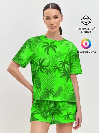 Женская пижама с шортами / ПАЛЬМЫ | ЛЕТО | TROPICAL