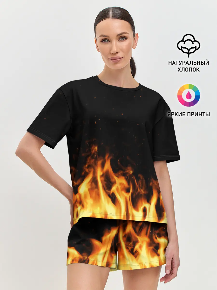 Женская пижама с шортами / Огонь