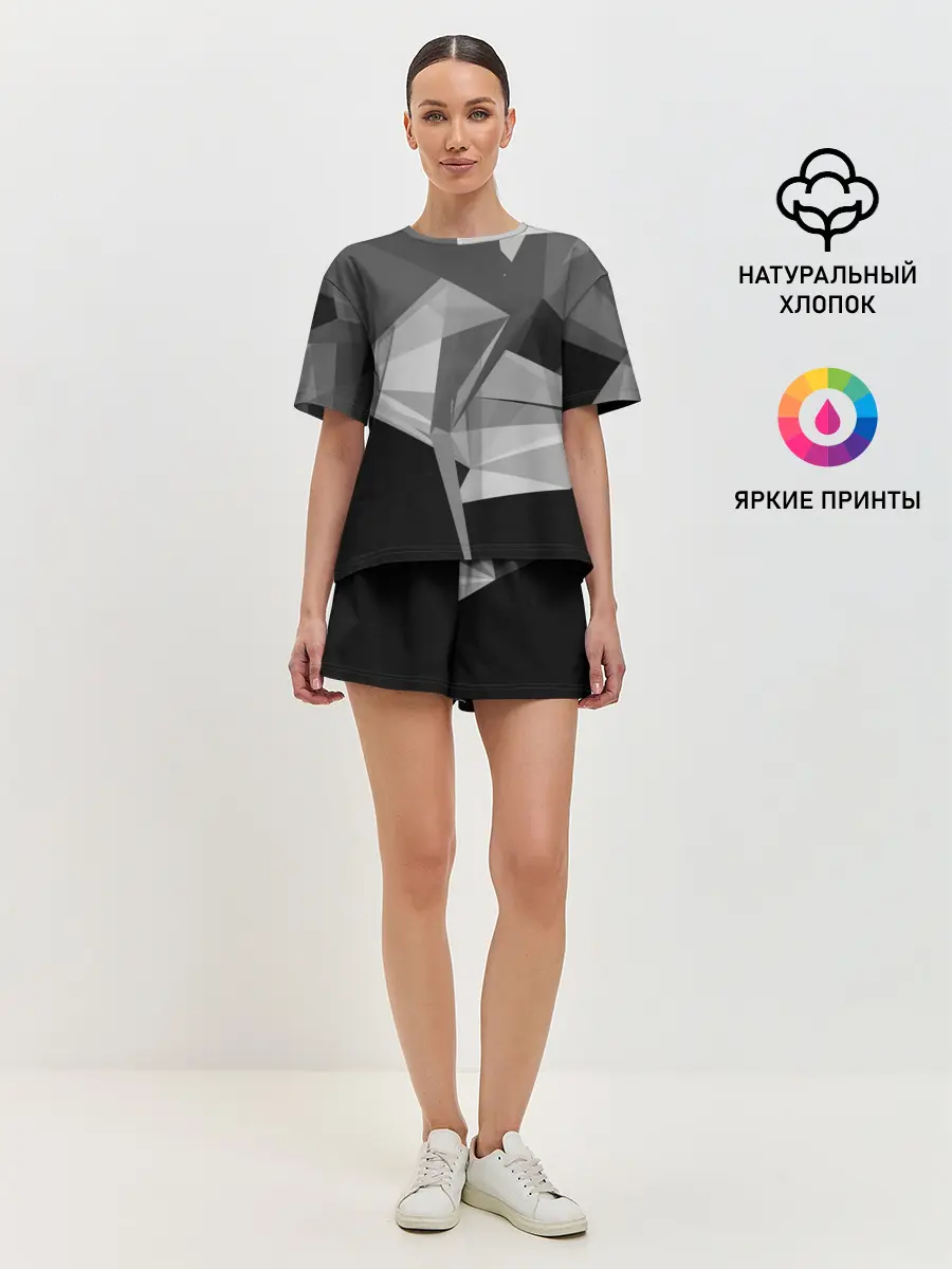 Женская пижама с шортами / Camo - Black & White