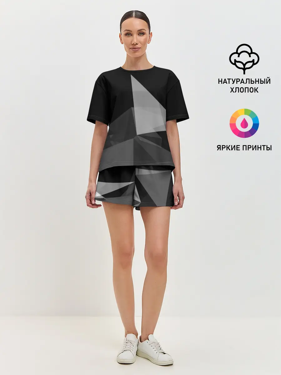 Женская пижама с шортами / Camo - Black & White