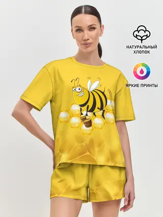 Женская пижама с шортами / Лето. Пчелы. Мед