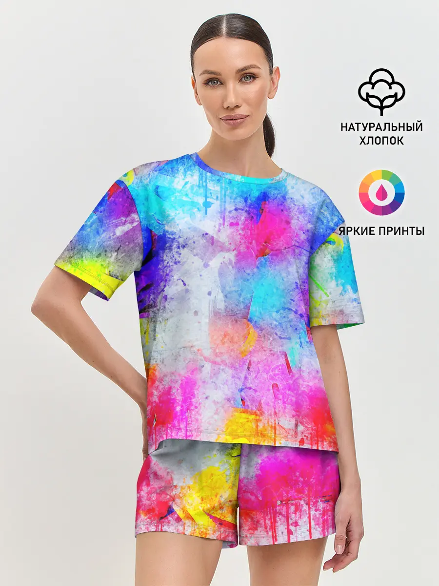 Женская пижама с шортами / НЕОНОВЫЕ ПОТЕРТОСТИ