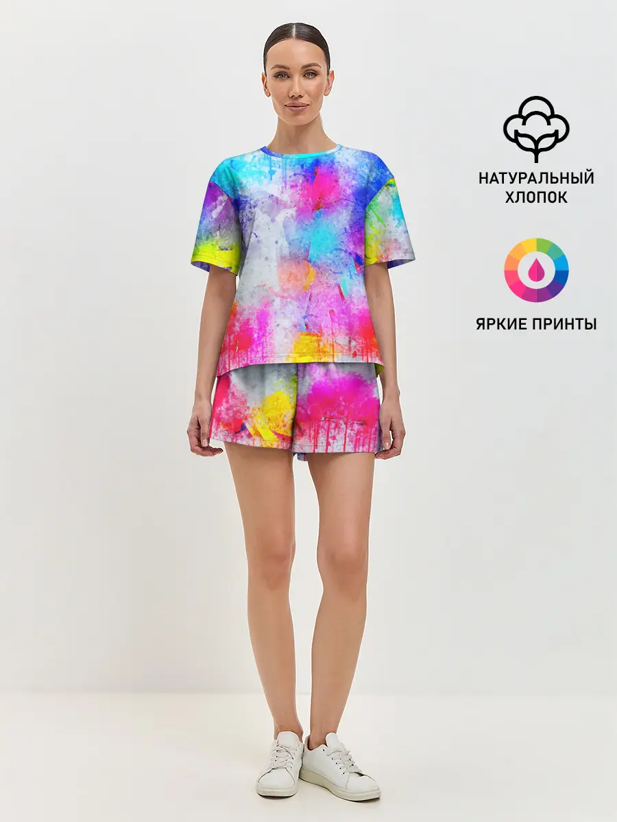 Женская пижама с шортами / НЕОНОВЫЕ ПОТЕРТОСТИ