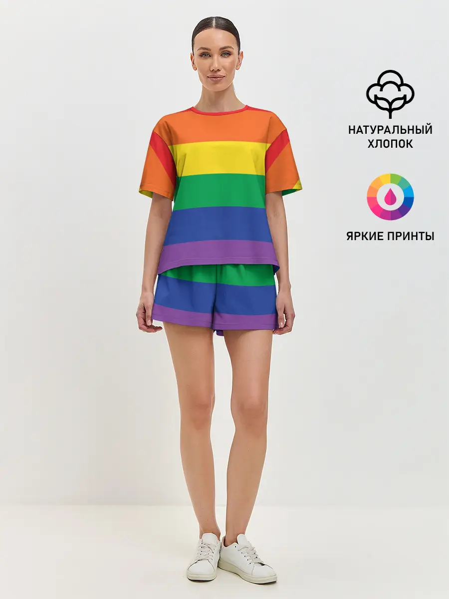 Женская пижама с шортами / Радуга