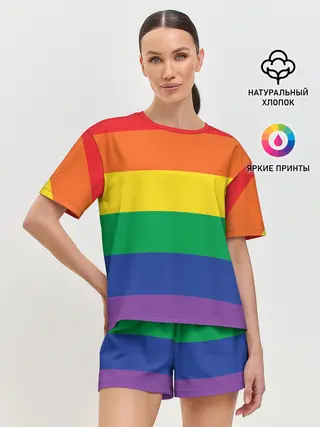 Женская пижама с шортами / Радуга