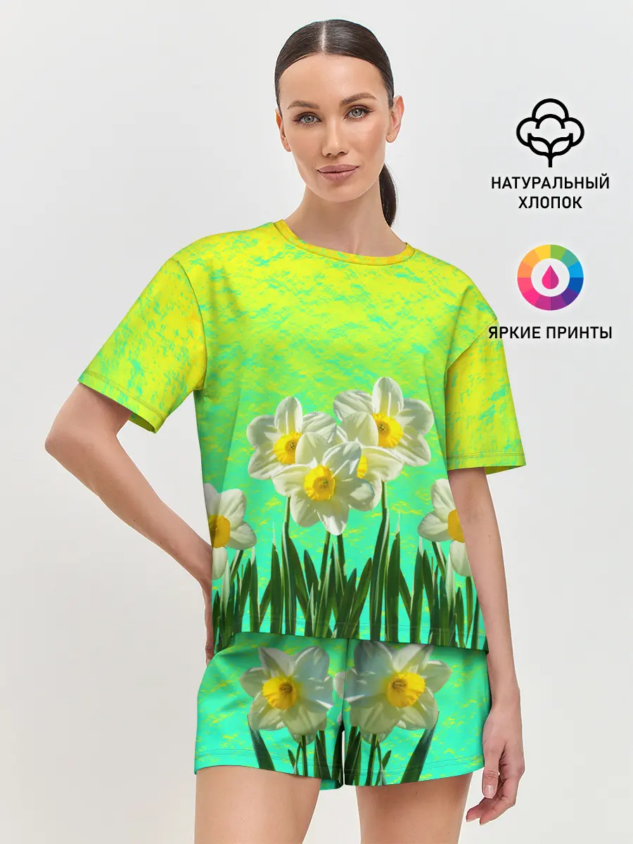 Женская пижама с шортами / Солнечные Нарциссы