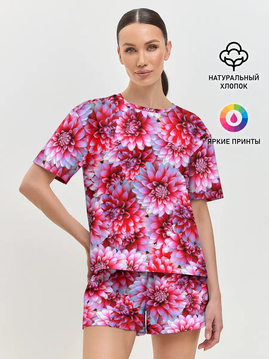 Женская пижама с шортами / Георгины