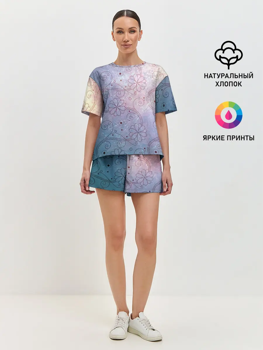 Женская пижама с шортами / Нежные цвета