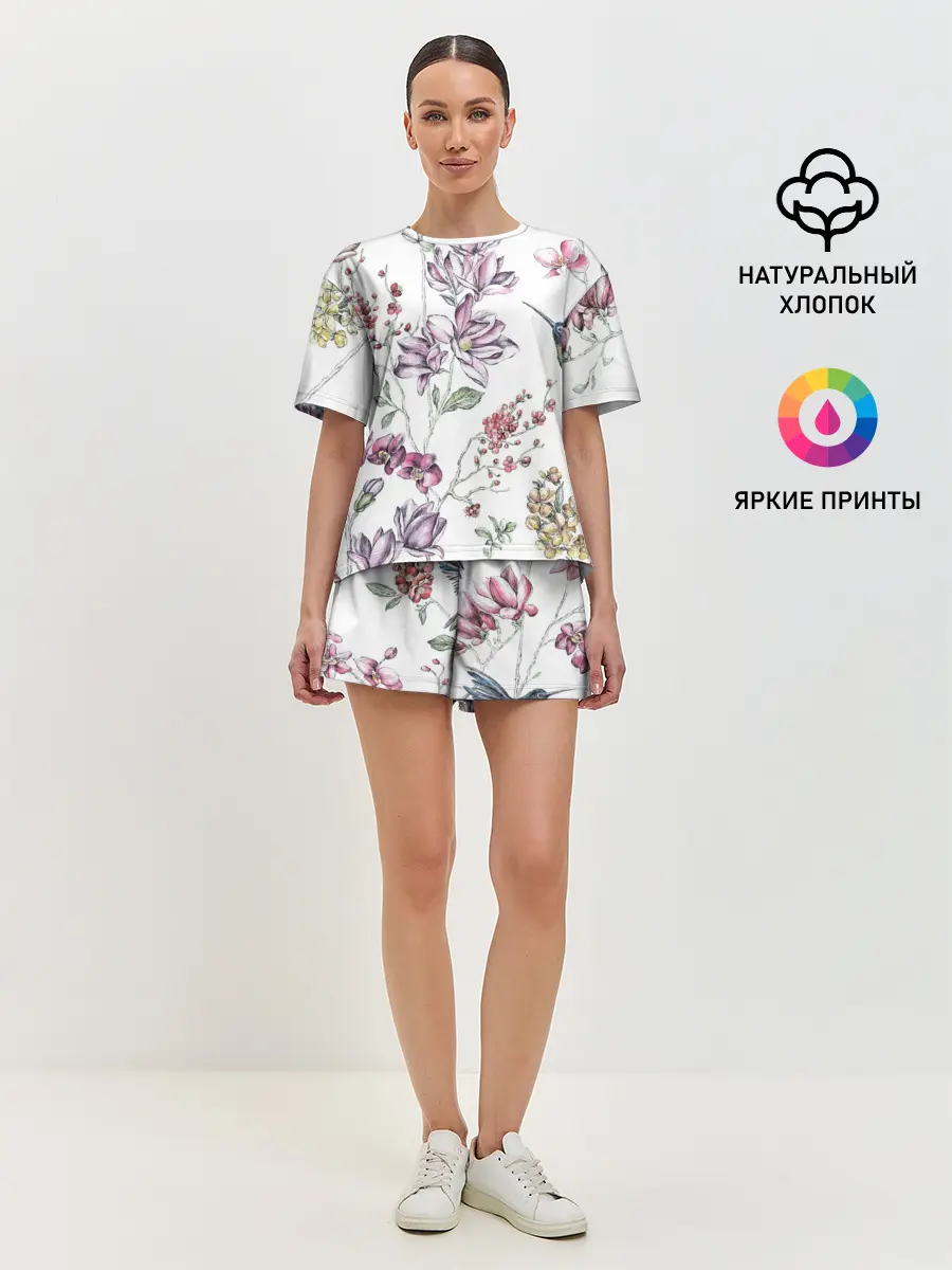 Женская пижама с шортами / Колибри
