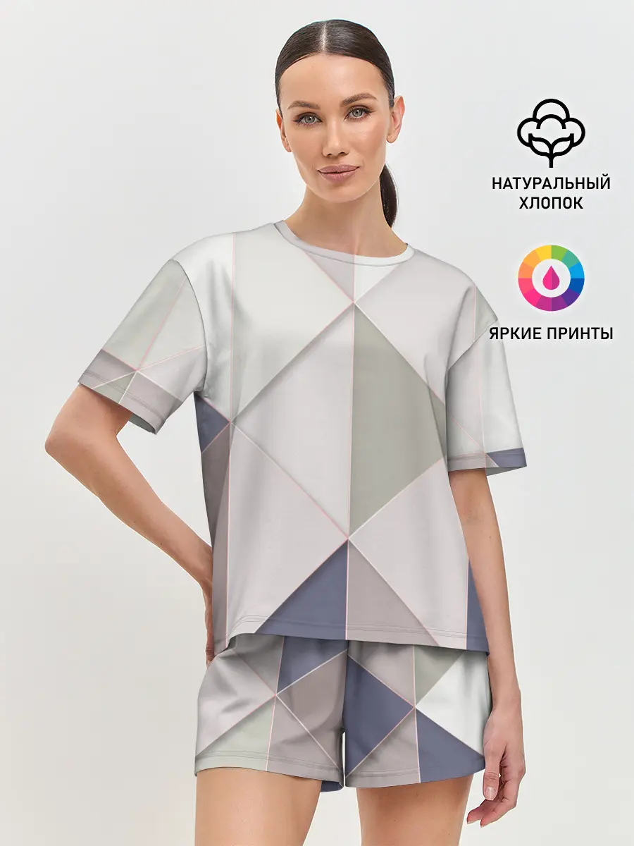 Женская пижама с шортами / Треугольники