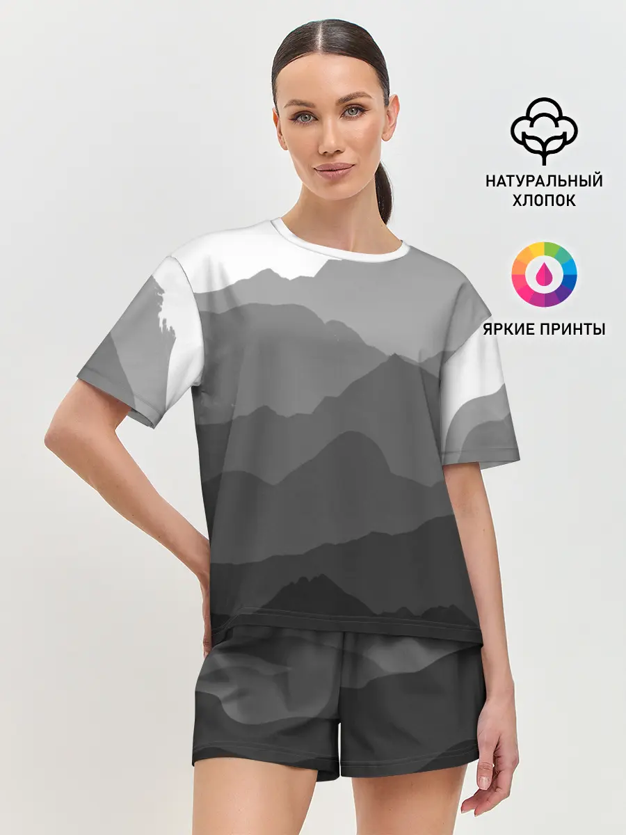 Женская пижама с шортами / горы