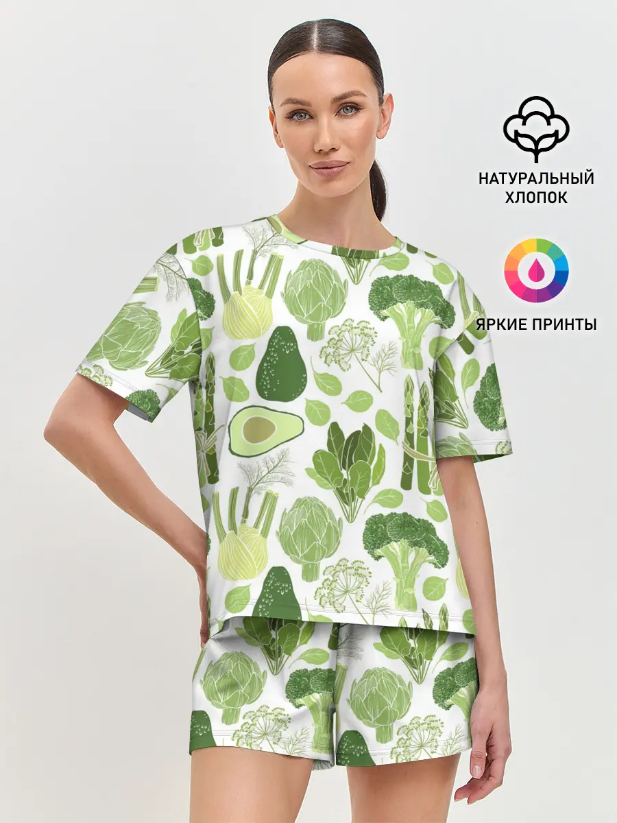 Женская пижама с шортами / овощи
