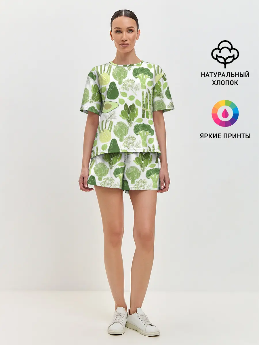 Женская пижама с шортами / овощи