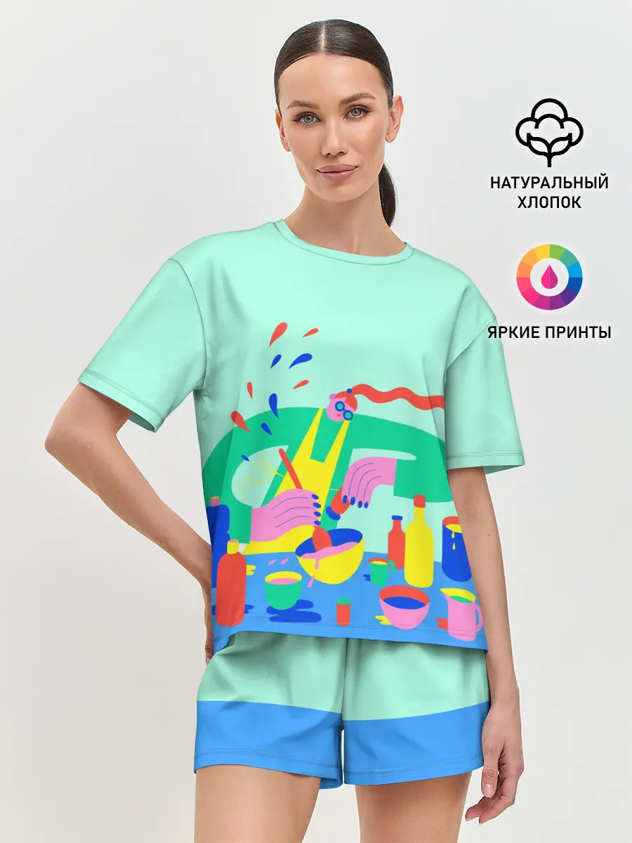 Женская пижама с шортами / готовка