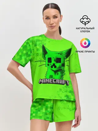 Женская пижама с шортами / MINECRAFT CREEPER CAT