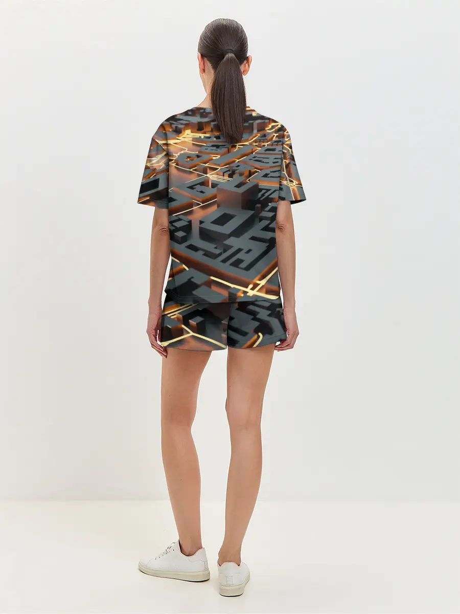 Женская пижама с шортами / 3D абстрактная схема