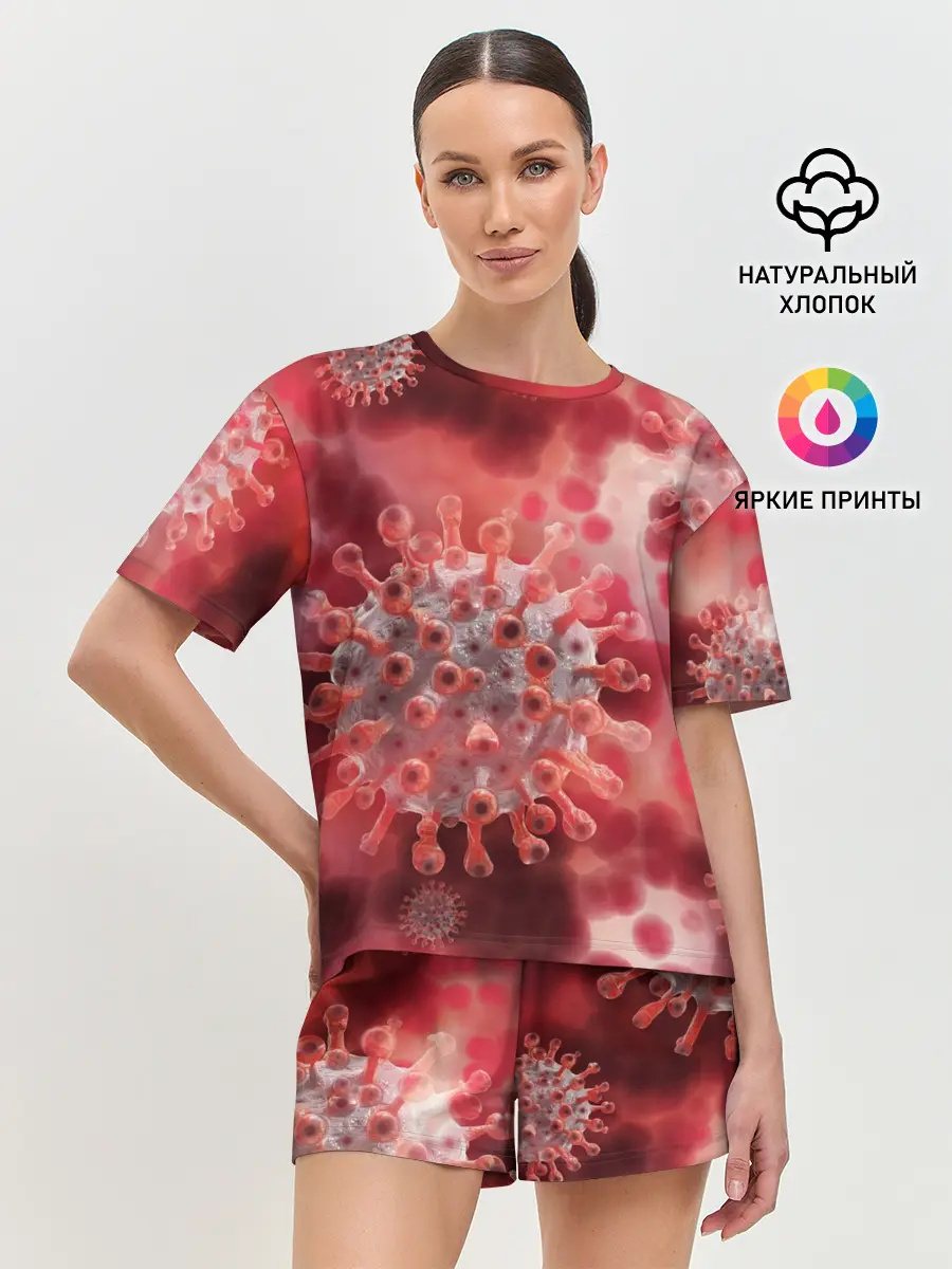 Женская пижама с шортами / Коронавирус
