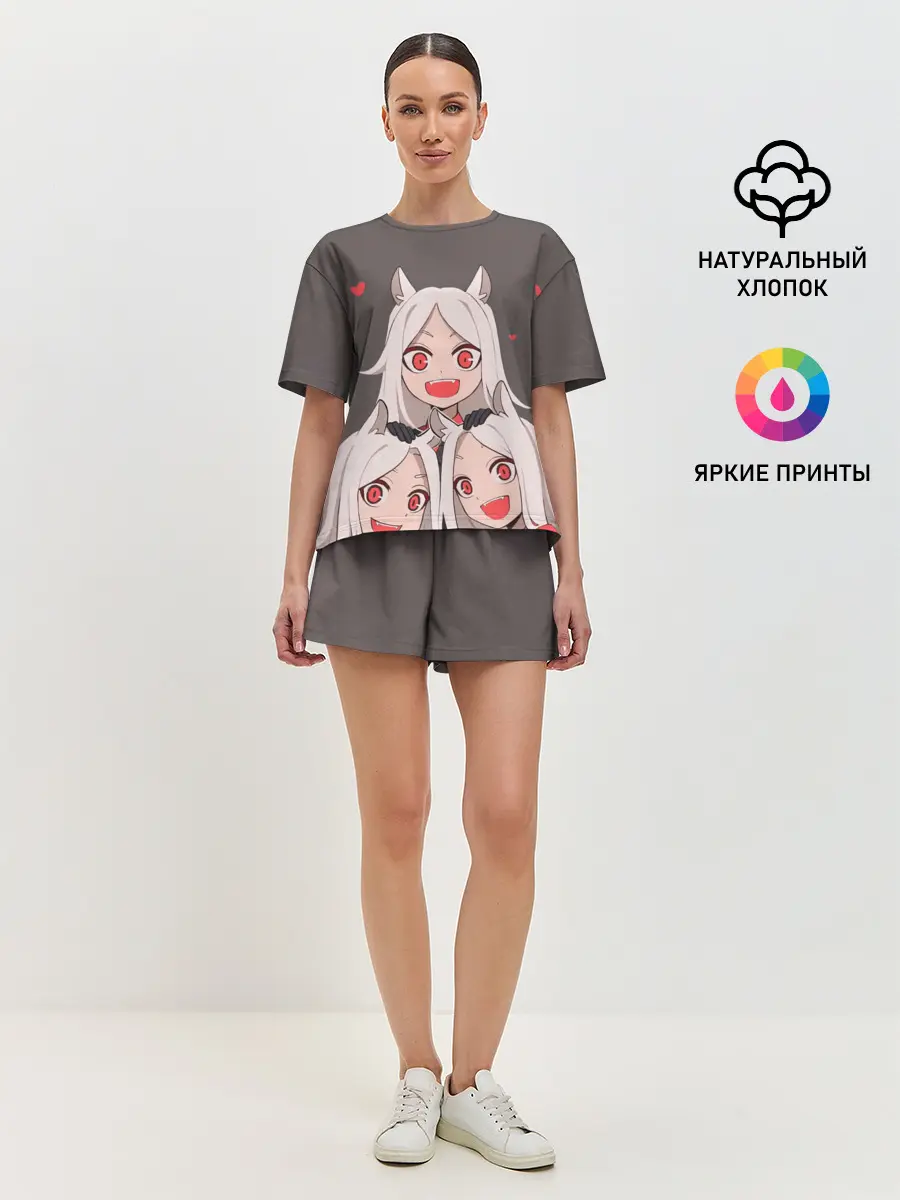 Женская пижама с шортами / Cerberus с сердечками Helltaker